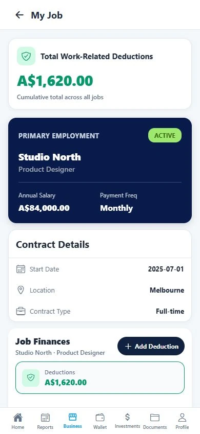 TaxKit job screen with illustrative records